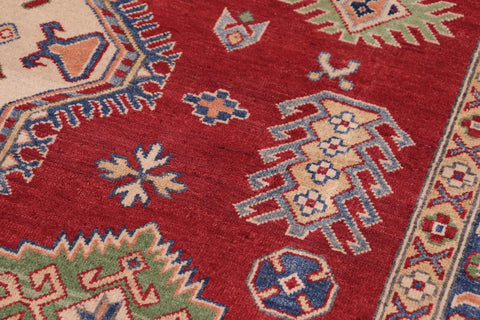 handmade Geometric Kazak Red Beige Hand-made RECTANGLE 100% WOOL area rug 8'X10'