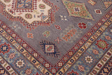 handmade Geometric Kazak Gray Lt. Blue Hand-made RECTANGLE 100% WOOL area rug 8' x 10'