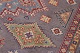 handmade Geometric Kazak Gray Lt. Blue Hand-made RECTANGLE 100% WOOL area rug 8' x 10'