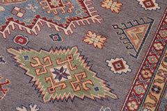 handmade Geometric Kazak Gray Lt. Blue Hand-made RECTANGLE 100% WOOL area rug 8'X10'