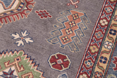 handmade Geometric Kazak Gray Lt. Blue Hand-made RECTANGLE 100% WOOL area rug 8'X10'