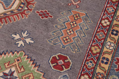 handmade Geometric Kazak Gray Lt. Blue Hand-made RECTANGLE 100% WOOL area rug 8'X10'