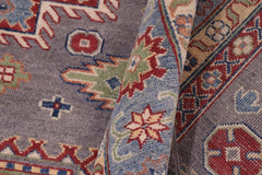 handmade Geometric Kazak Gray Lt. Blue Hand-made RECTANGLE 100% WOOL area rug 8'X10'