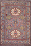 Tribal Kazak Brianna Gray/Light Blue Wool Rug - 8'4'' x 9'8''