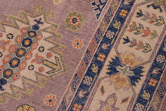 handmade Geometric Kazak Purple Beige Hand-made RECTANGLE 100% WOOL area rug 8'X10'