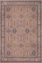 handmade Geometric Kazak Purple Beige Hand-made RECTANGLE 100% WOOL area rug 8'X10'