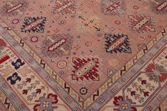 handmade Geometric Kazak Rose Beige Hand-made RECTANGLE 100% WOOL area rug 9'X12'