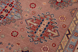 handmade Geometric Kazak Rose Beige Hand-made RECTANGLE 100% WOOL area rug 9' x 12'