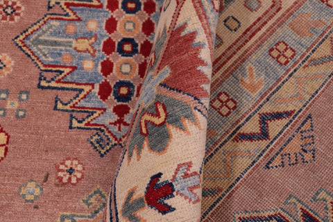 handmade Geometric Kazak Rose Beige Hand-made RECTANGLE 100% WOOL area rug 9'X12'
