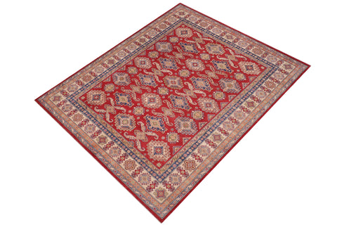 handmade Geometric Kazak Red Beige Hand-made RECTANGLE 100% WOOL area rug 9'X12'
