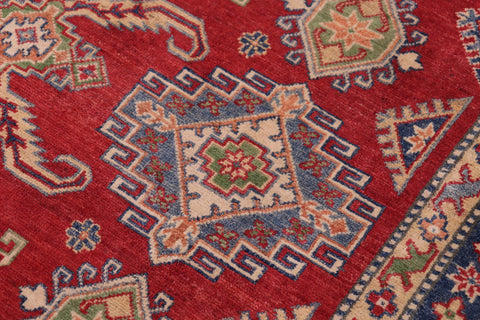 handmade Geometric Kazak Red Beige Hand-made RECTANGLE 100% WOOL area rug 9'X12'