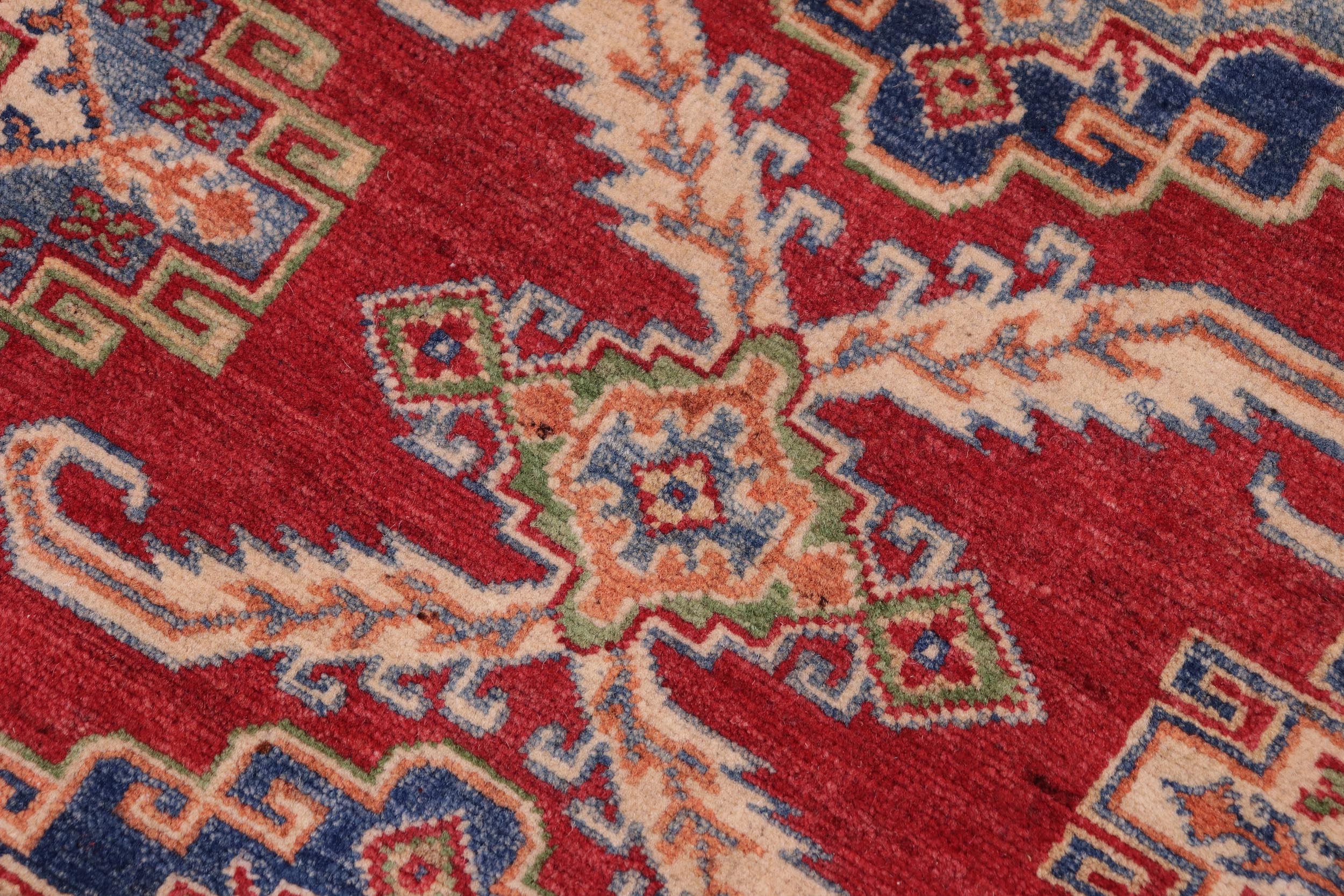handmade Geometric Kazak Red Beige Hand-made RECTANGLE 100% WOOL area rug 9'X12'