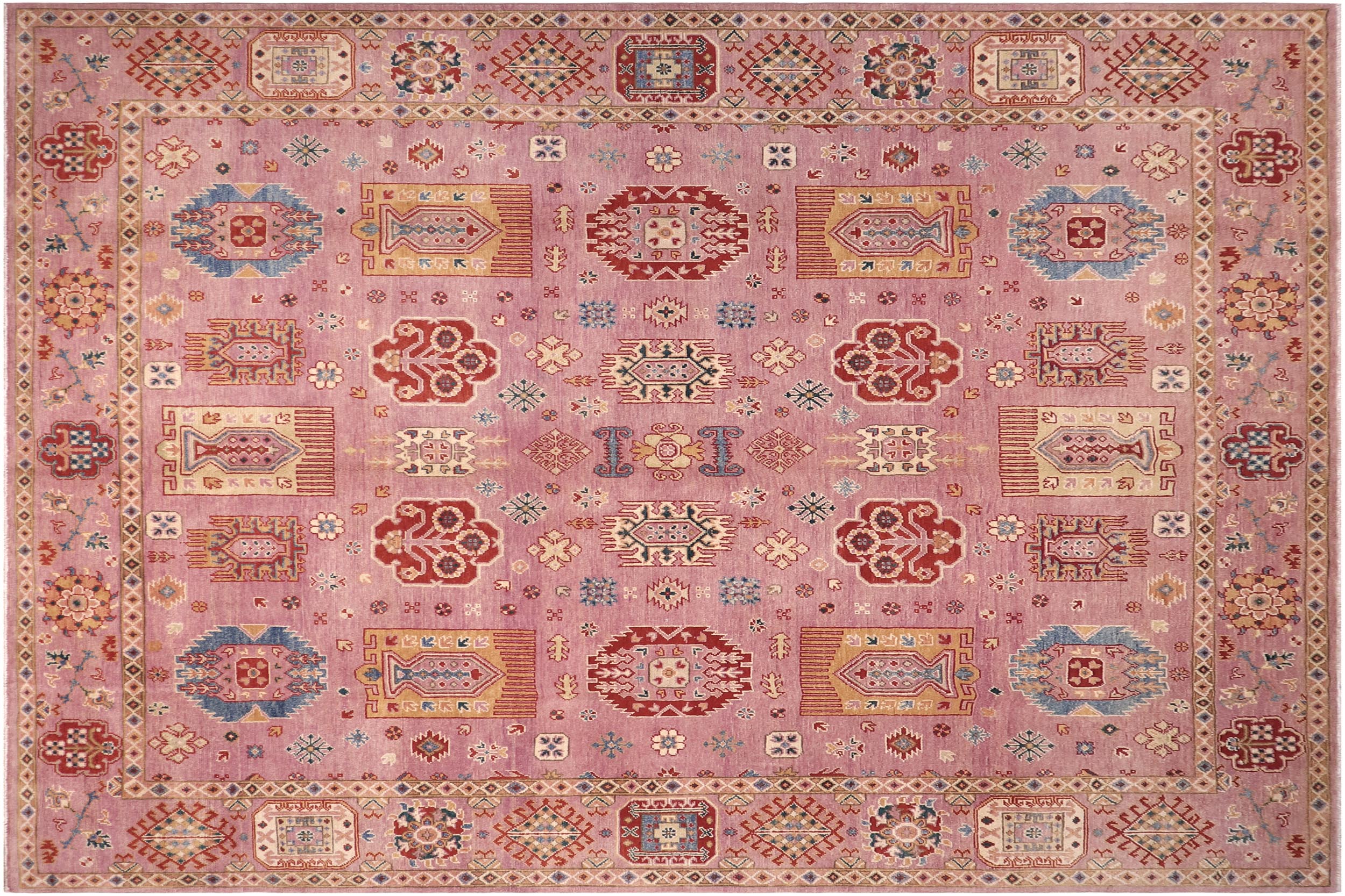 handmade Geometric Kazak Purple Purple Hand-made RECTANGLE 100% WOOL area rug 8'X10'