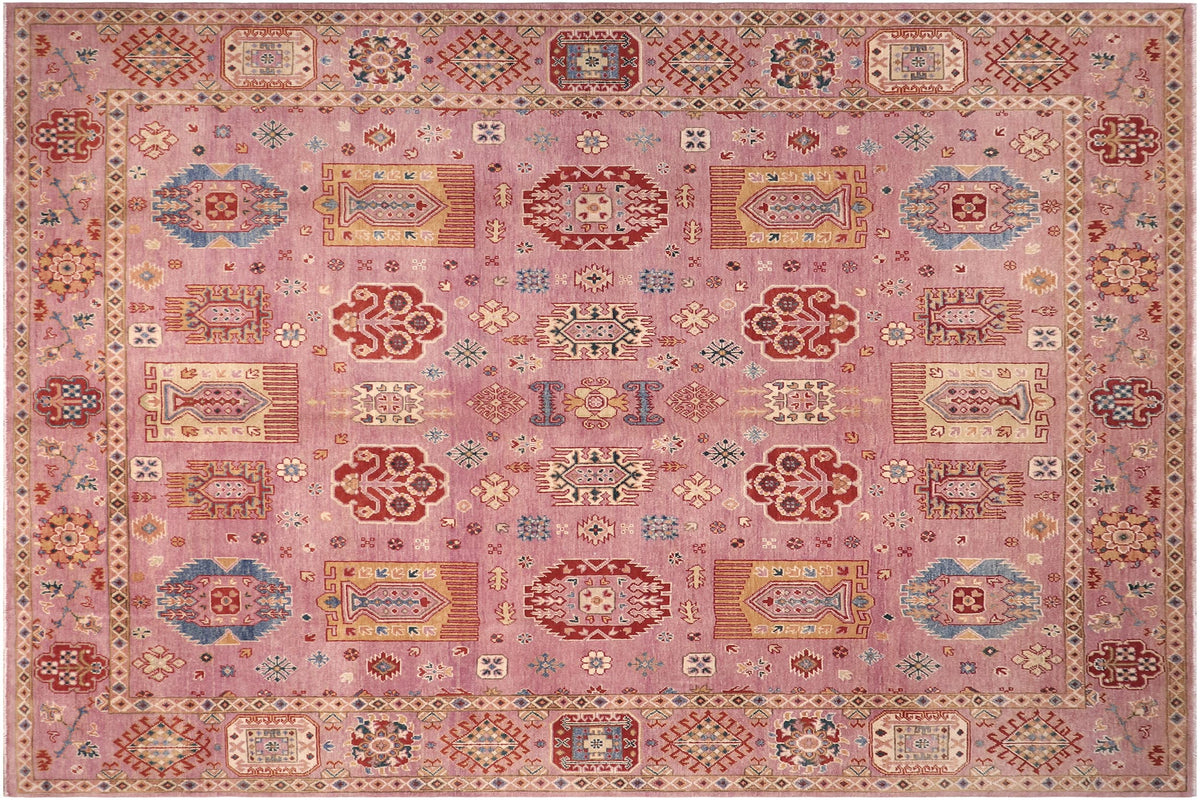handmade Geometric Kazak Purple Purple Hand-made RECTANGLE 100% WOOL area rug 8'X10'