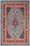 handmade Geometric Kazak Lt. Blue Red Hand-made RECTANGLE 100% WOOL area rug 8' x 10'