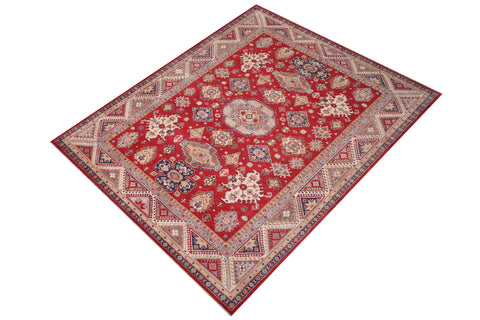 handmade Geometric Kazak Red Ivory Hand-made RECTANGLE 100% WOOL area rug 9'X12'