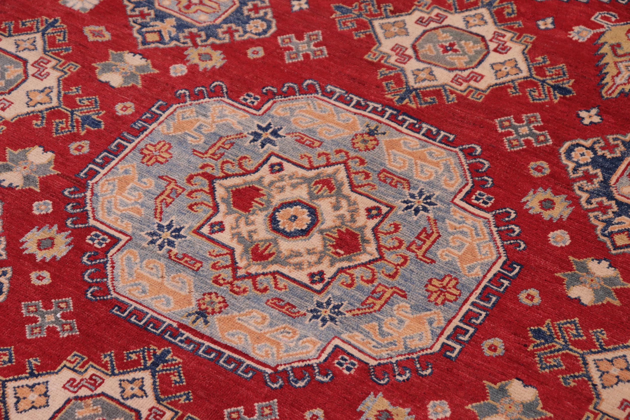 handmade Geometric Kazak Red Ivory Hand-made RECTANGLE 100% WOOL area rug 9'X12'
