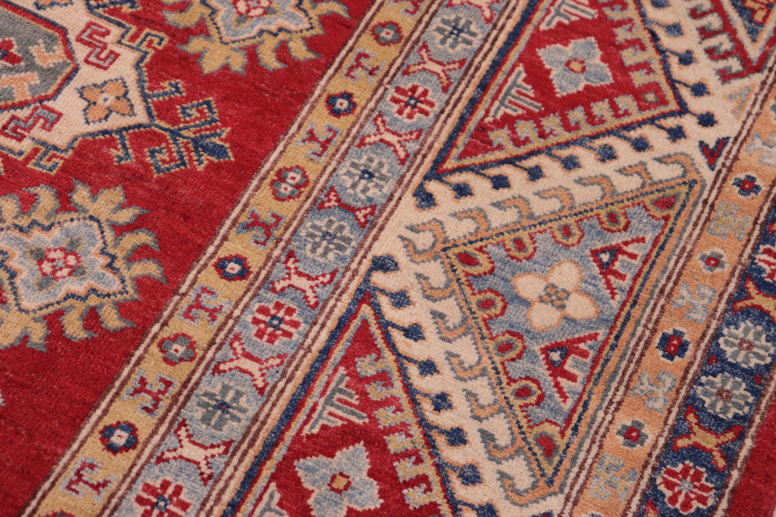 handmade Geometric Kazak Red Ivory Hand-made RECTANGLE 100% WOOL area rug 9'X12'