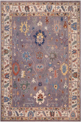 handmade Geometric Kazak Gray Ivory Hand-made RECTANGLE 100% WOOL area rug 8'X9'