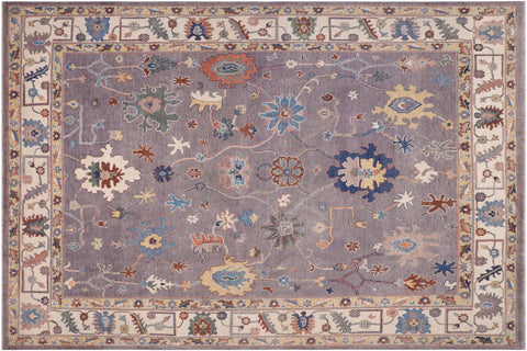 handmade Geometric Kazak Gray Ivory Hand-made RECTANGLE 100% WOOL area rug 8'X9'