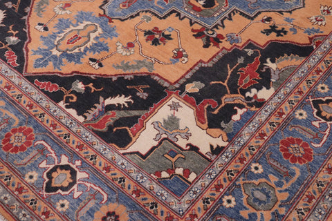 handmade Geometric Kazak Orange Blue Hand-made RECTANGLE 100% WOOL area rug 8'X10'
