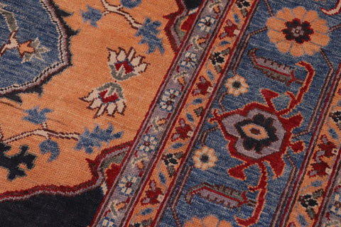 handmade Geometric Kazak Orange Blue Hand-made RECTANGLE 100% WOOL area rug 8'X10'