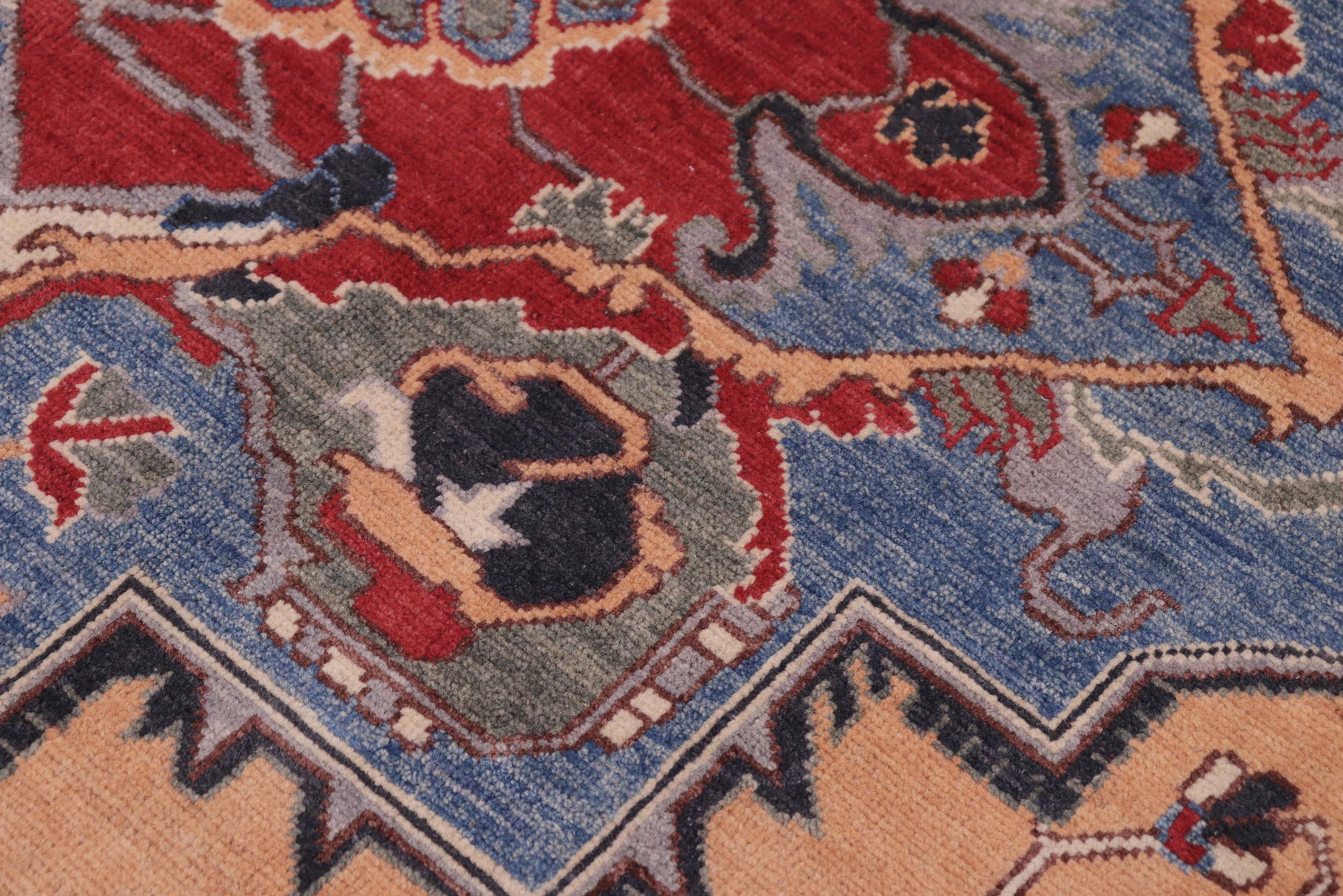 handmade Geometric Kazak Orange Blue Hand-made RECTANGLE 100% WOOL area rug 8'X10'