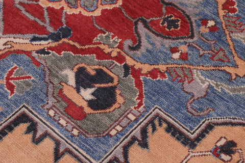 handmade Geometric Kazak Orange Blue Hand-made RECTANGLE 100% WOOL area rug 8'X10'