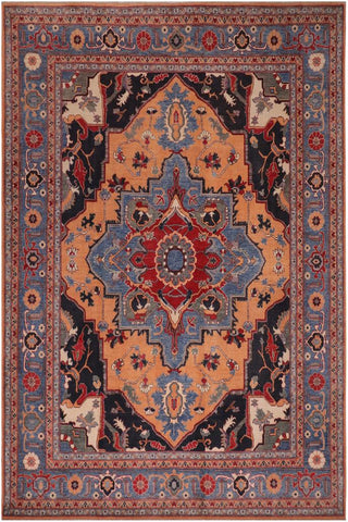 handmade Geometric Kazak Orange Blue Hand-made RECTANGLE 100% WOOL area rug 8'X10'