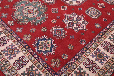 handmade Geometric Kazak Red Ivory Hand-made RECTANGLE 100% WOOL area rug 8'X10'