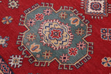 handmade Geometric Kazak Red Ivory Hand-made RECTANGLE 100% WOOL area rug 8' x 10'