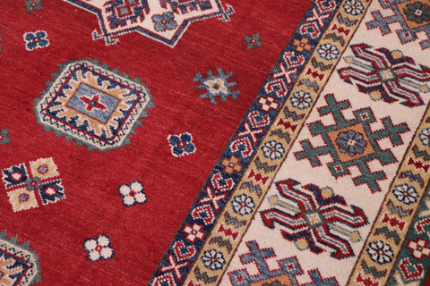 handmade Geometric Kazak Red Ivory Hand-made RECTANGLE 100% WOOL area rug 8'X10'