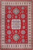 handmade Geometric Kazak Red Ivory Hand-made RECTANGLE 100% WOOL area rug 8' x 10'