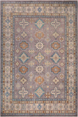 handmade Geometric Kazak Gray Ivory Hand-made RECTANGLE 100% WOOL area rug 8'X10'