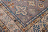 handmade Geometric Kazak Gray Ivory Hand-made RECTANGLE 100% WOOL area rug 8' x 10'