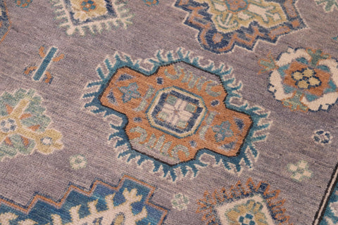 handmade Geometric Kazak Gray Ivory Hand-made RECTANGLE 100% WOOL area rug 8'X10'
