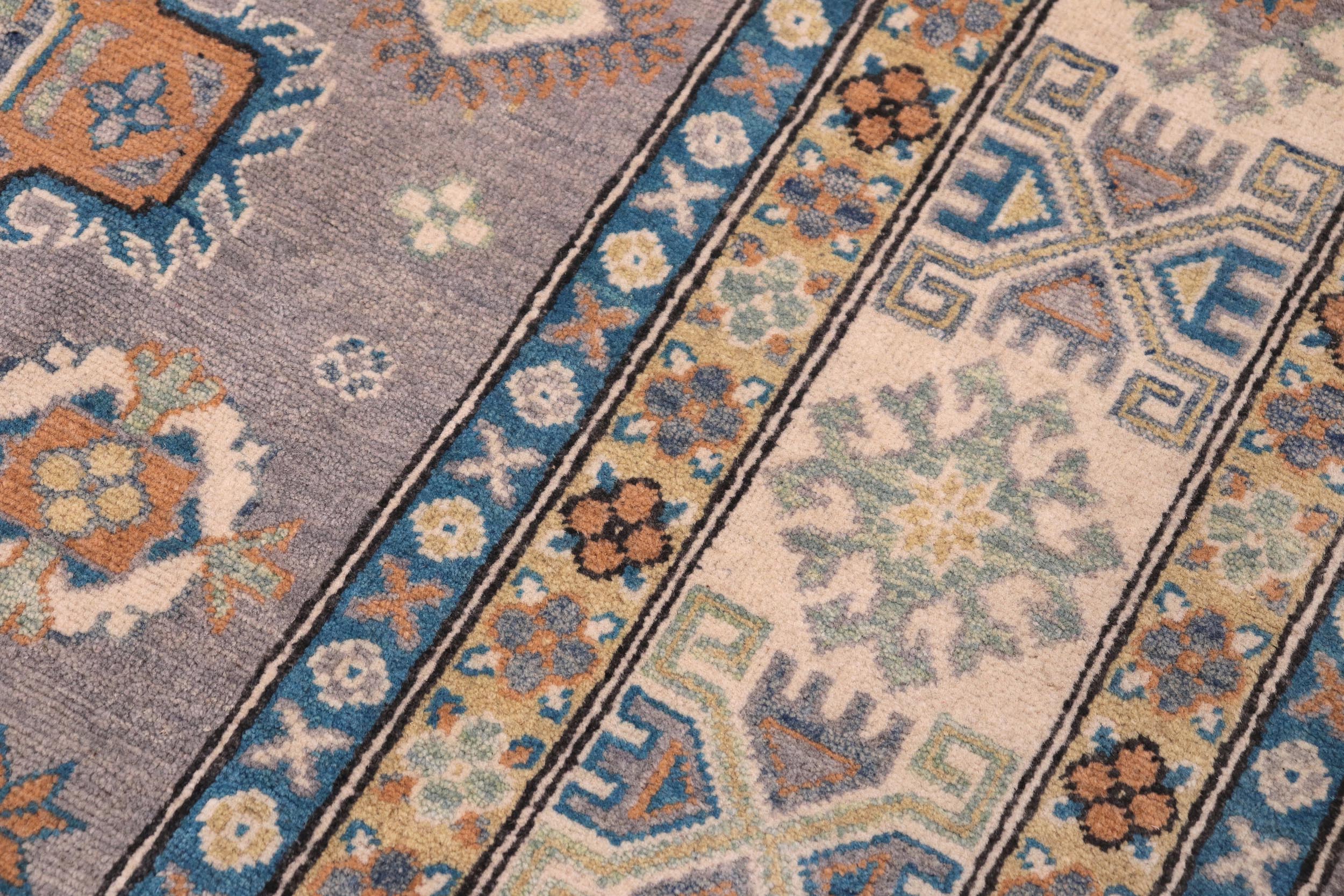 handmade Geometric Kazak Gray Ivory Hand-made RECTANGLE 100% WOOL area rug 8'X10'