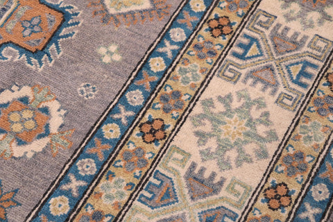handmade Geometric Kazak Gray Ivory Hand-made RECTANGLE 100% WOOL area rug 8'X10'
