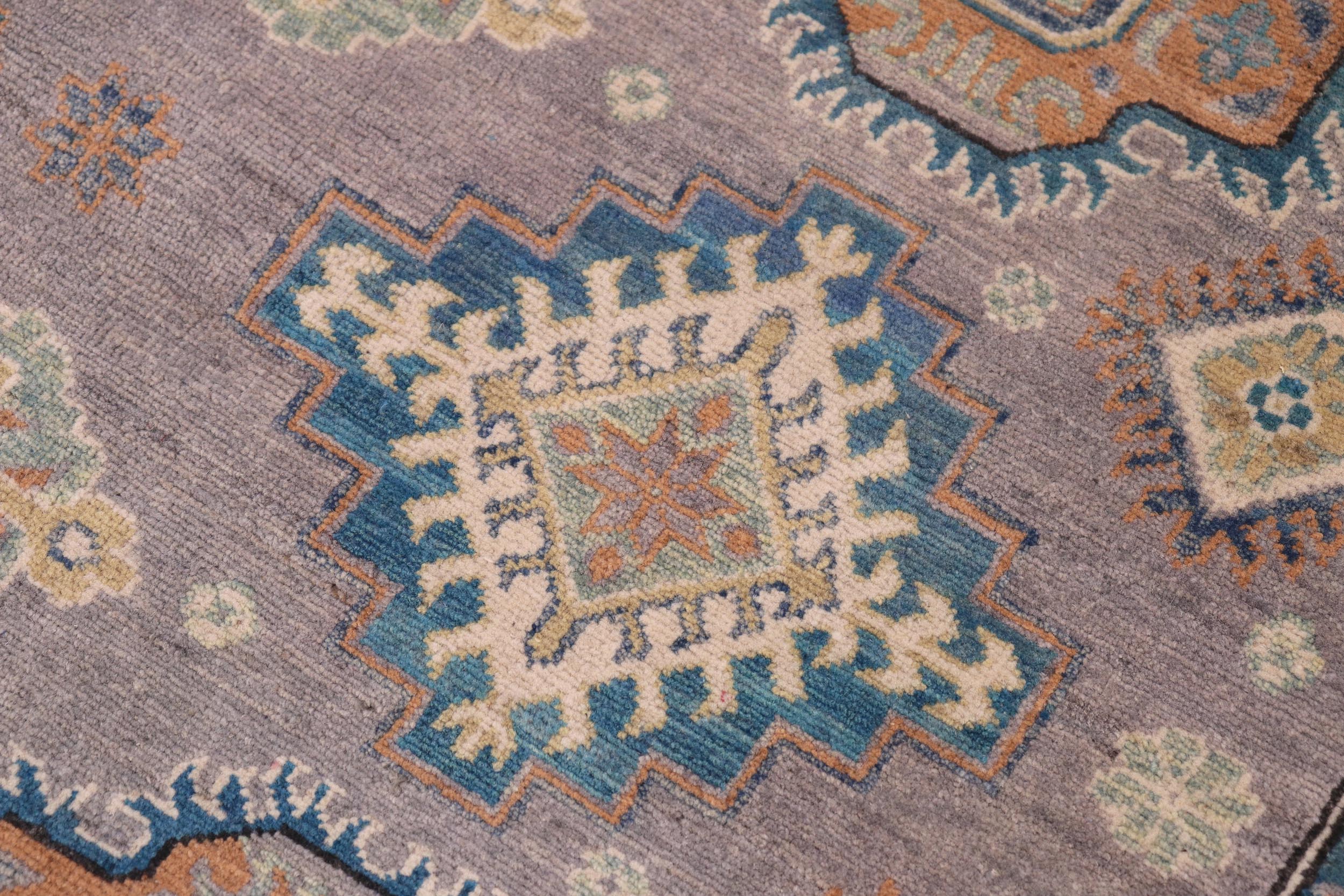handmade Geometric Kazak Gray Ivory Hand-made RECTANGLE 100% WOOL area rug 8'X10'