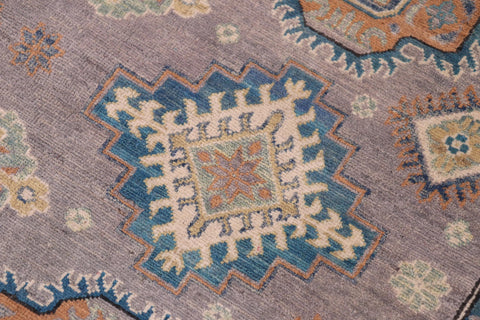 handmade Geometric Kazak Gray Ivory Hand-made RECTANGLE 100% WOOL area rug 8'X10'