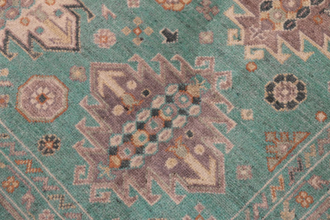 handmade Geometric Kazak Lt. Green Lt. Green Hand-made RECTANGLE 100% WOOL area rug 8'X10'