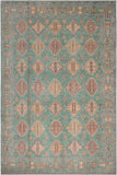 handmade Geometric Kazak Lt. Green Lt. Green Hand-made RECTANGLE 100% WOOL area rug 8' x 10'