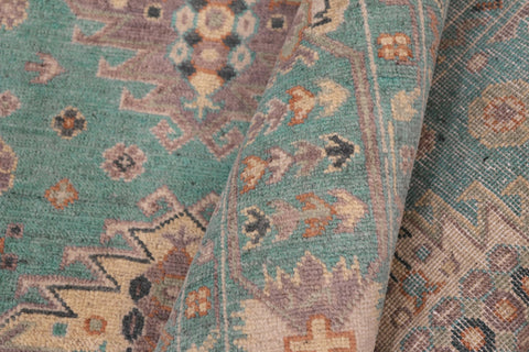 handmade Geometric Kazak Lt. Green Lt. Green Hand-made RECTANGLE 100% WOOL area rug 8'X10'