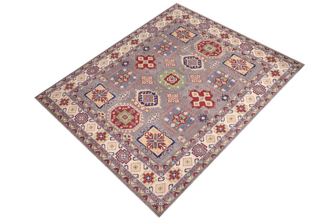 handmade Geometric Kazak Gray Ivory Hand-made RECTANGLE 100% WOOL area rug 8'X10'