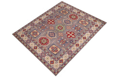handmade Geometric Kazak Gray Ivory Hand-made RECTANGLE 100% WOOL area rug 8'X10'