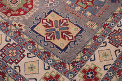 handmade Geometric Kazak Gray Ivory Hand-made RECTANGLE 100% WOOL area rug 8'X10'