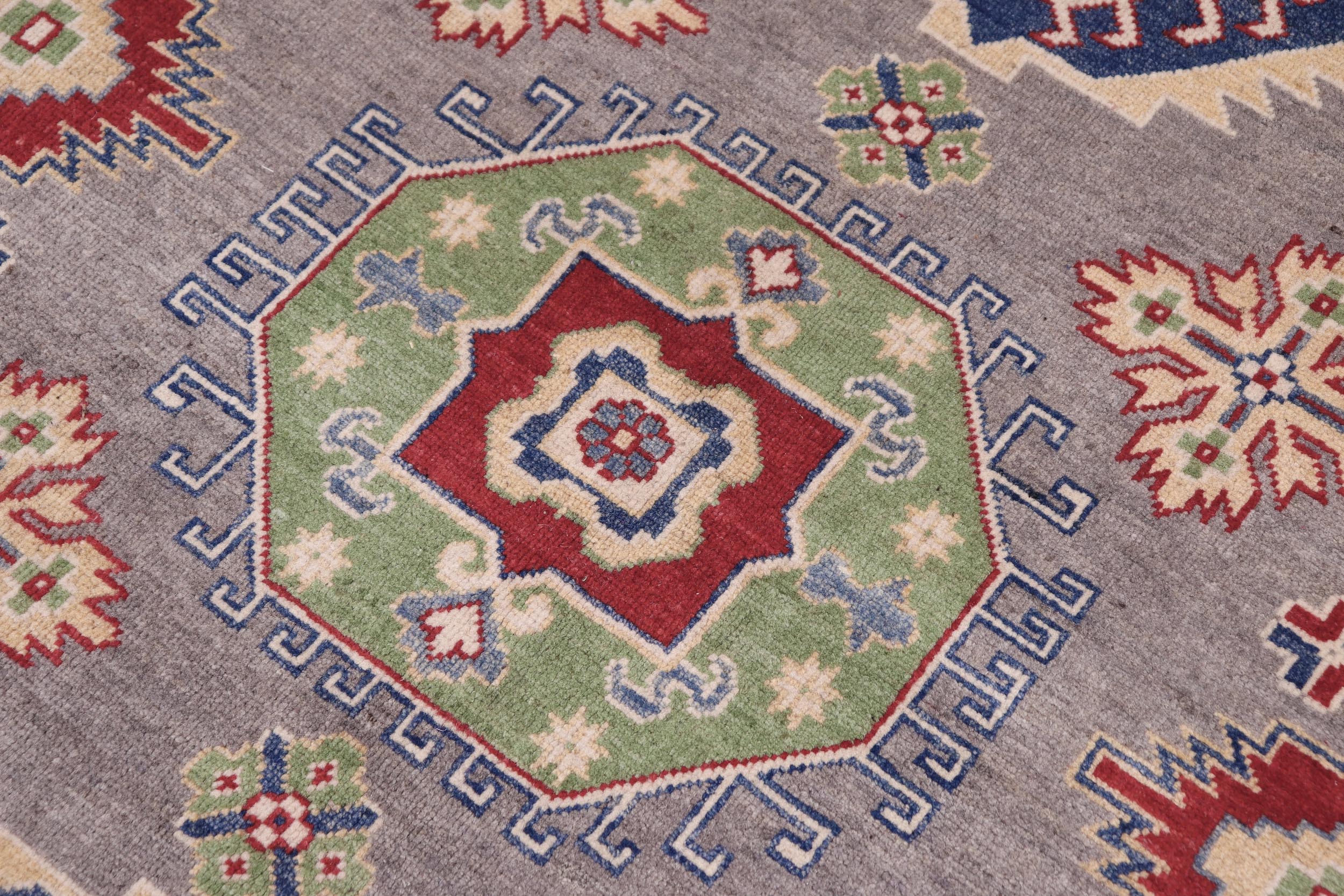 handmade Geometric Kazak Gray Ivory Hand-made RECTANGLE 100% WOOL area rug 8'X10'