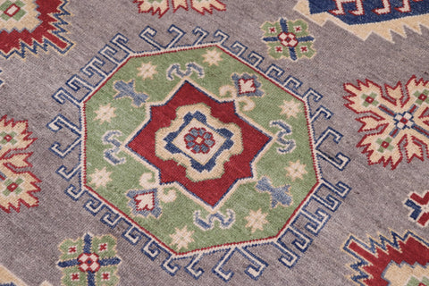 handmade Geometric Kazak Gray Ivory Hand-made RECTANGLE 100% WOOL area rug 8'X10'