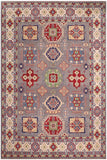 handmade Geometric Kazak Gray Ivory Hand-made RECTANGLE 100% WOOL area rug 8' x 10'