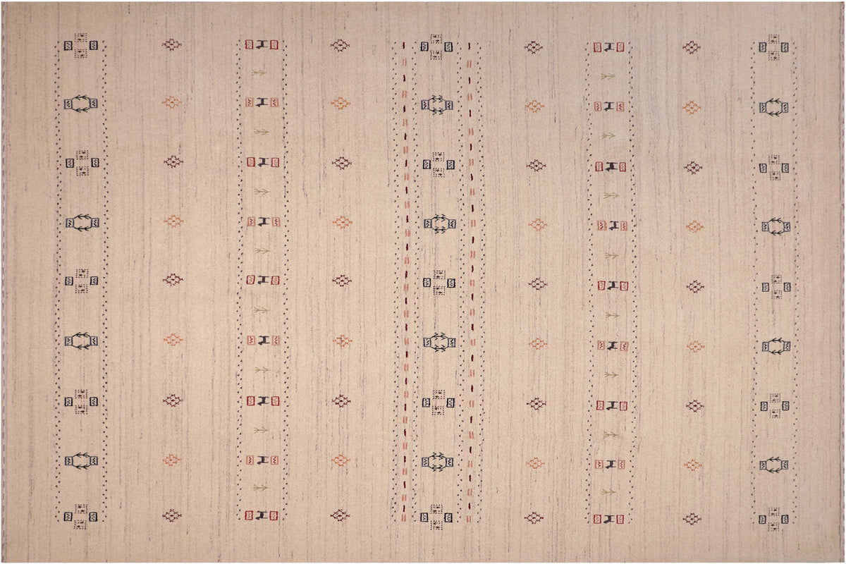 handmade Modern Gabbeh Ivory Ivory Hand-made RECTANGLE 100% WOOL area rug 8x10